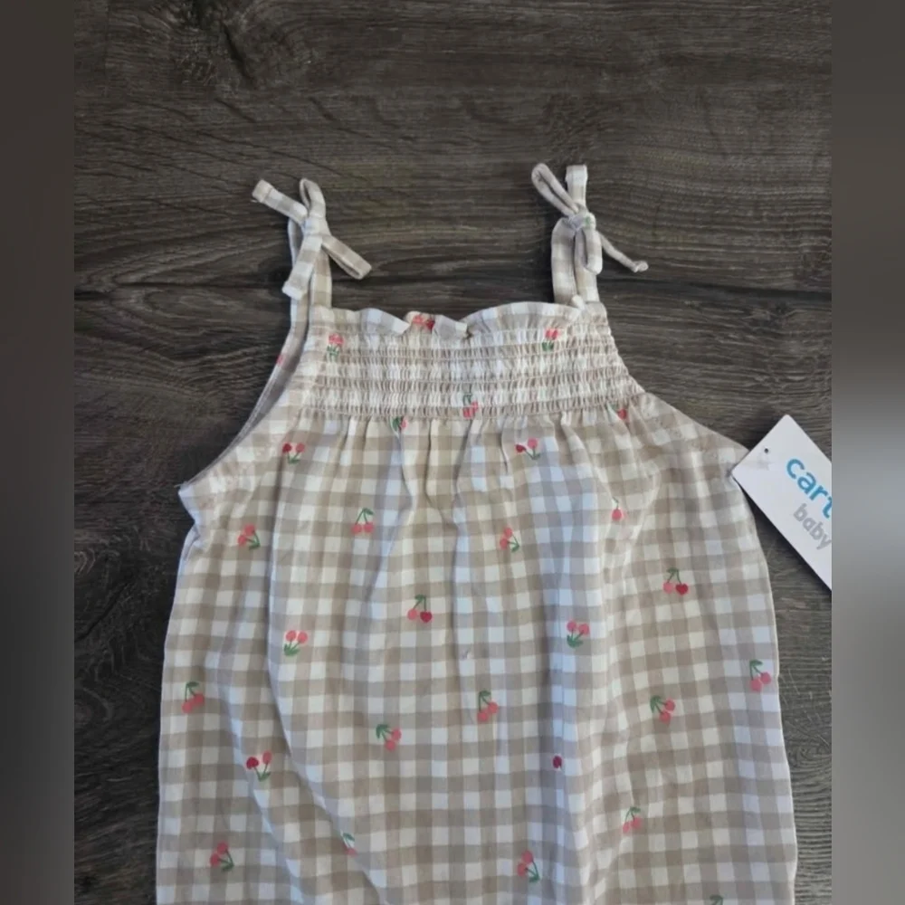 Baby Girl Checkered Cherry Jumpsuit Size 3m NWT